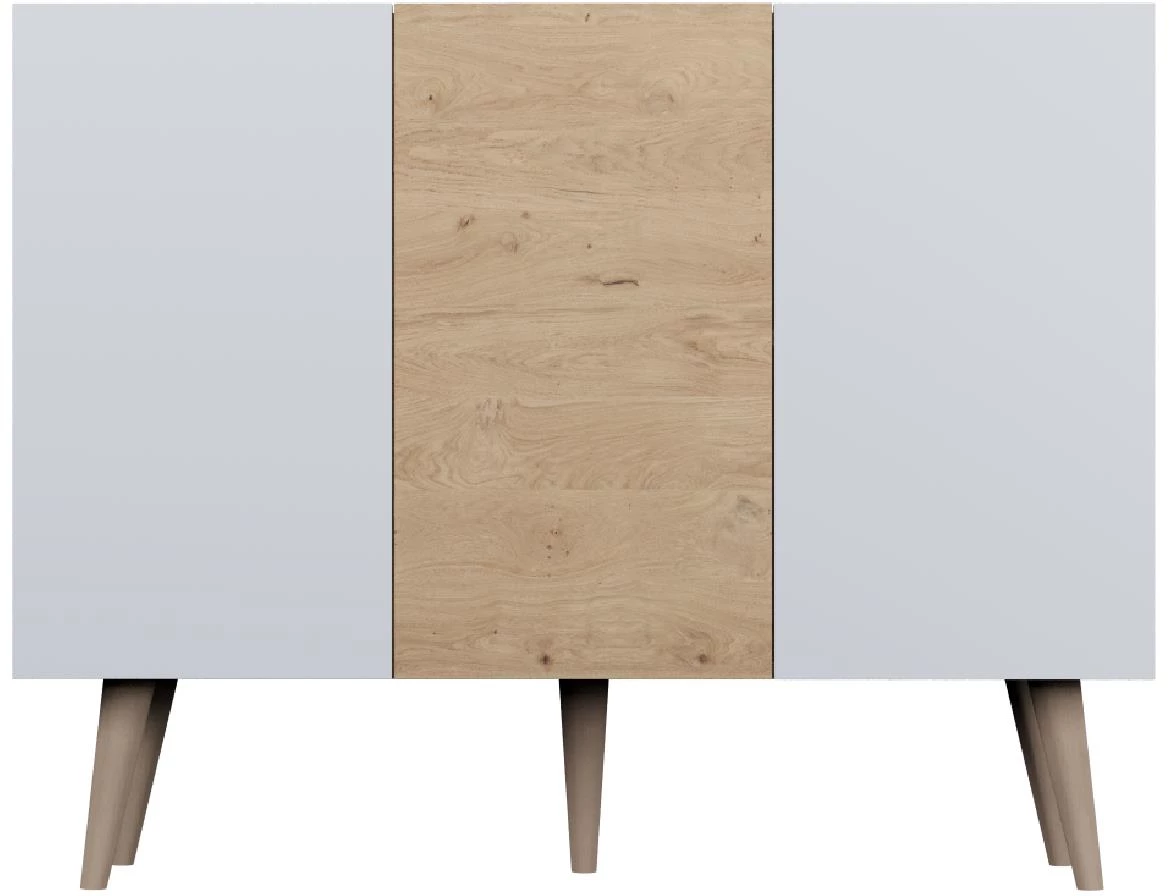 Toronto komoda 3 vrata 120x39,9x95,5 cm natur (Artisan hrast)/bela