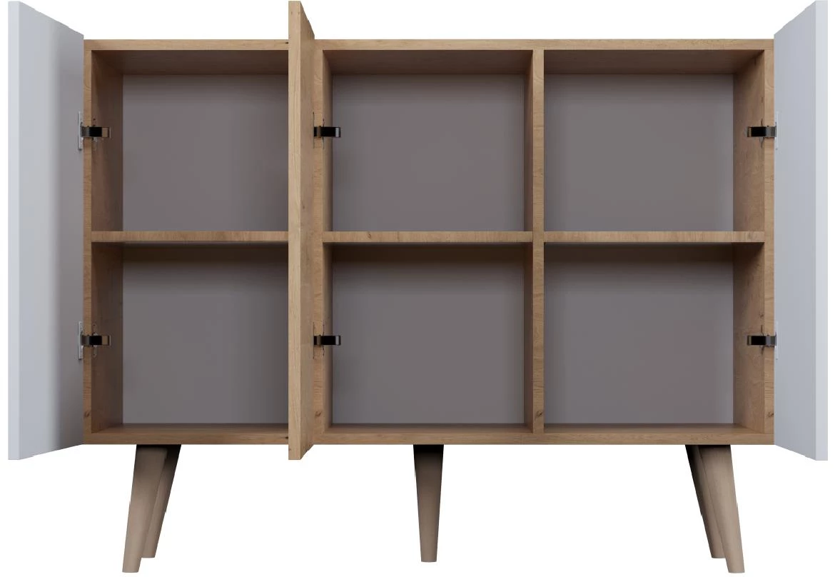 Toronto komoda 3 vrata 120x39,9x95,5 cm natur (Artisan hrast)/bela