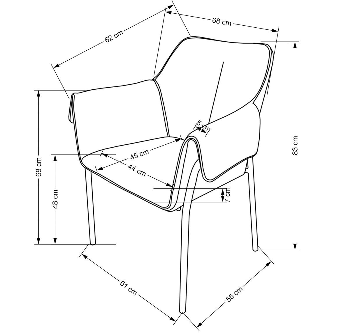 K522 stolica 68x62x83 cm siva