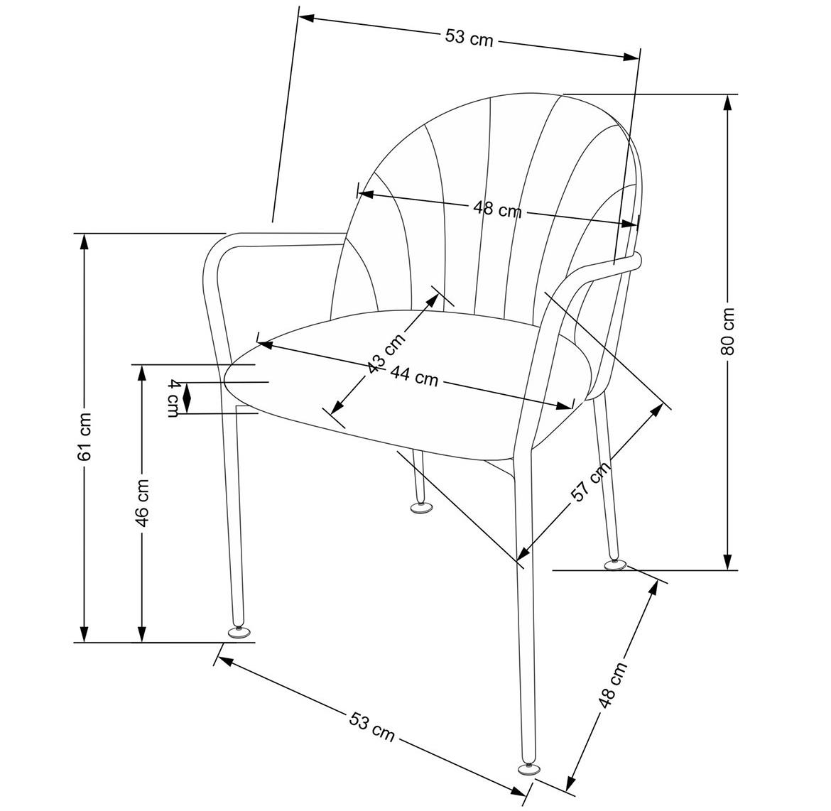 K500 stolica 53x57x80 cm bež/crna/zlatna