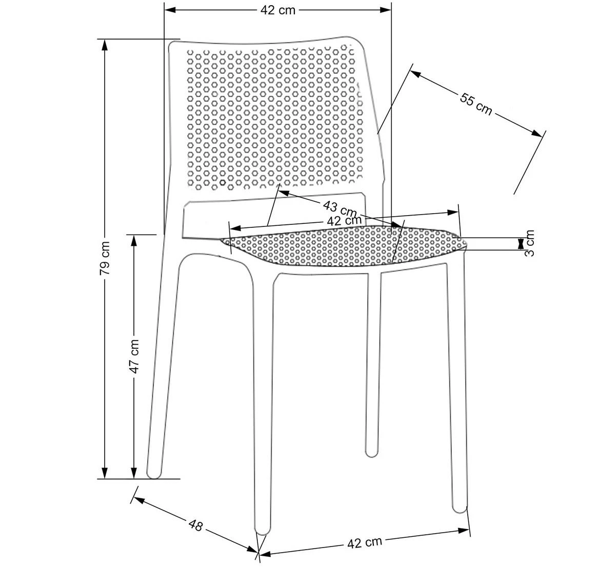 K514 stolica 42x55x79 cm narandžasta