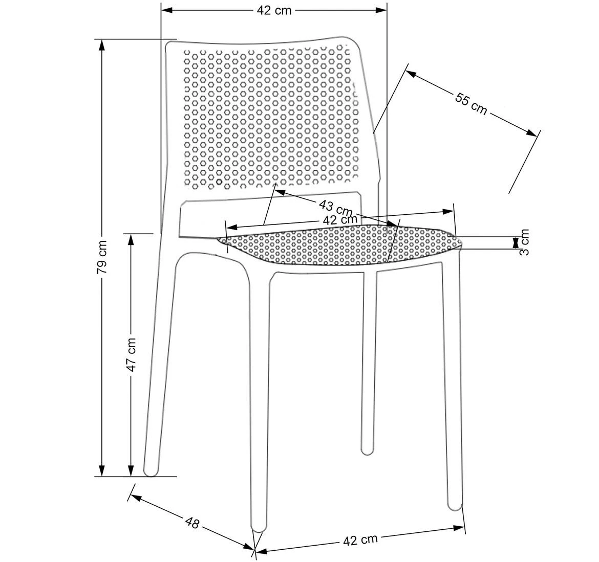 K514 stolica 42x55x79 cm plava