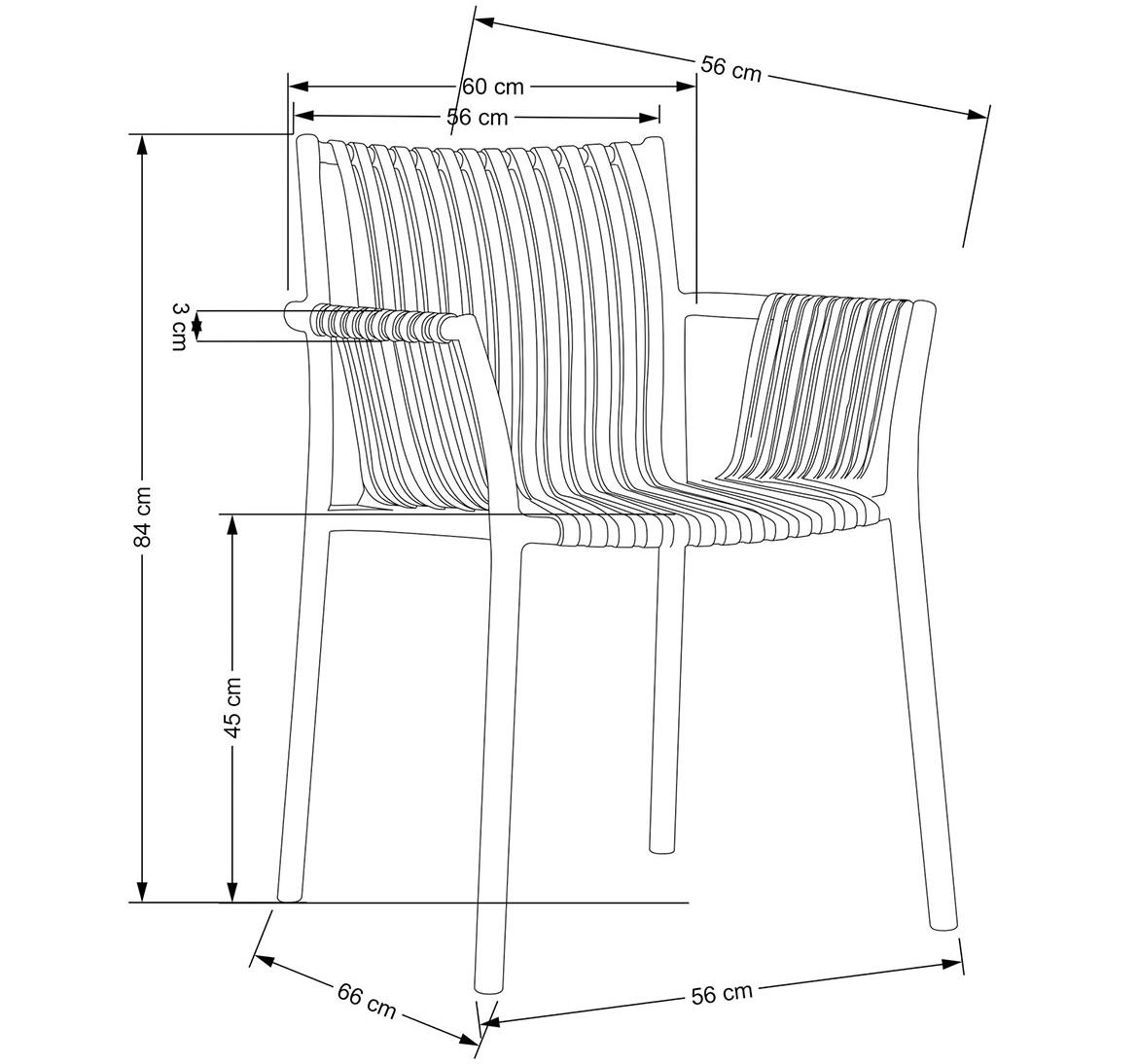 K492 stolica 60x56x84 cm siva