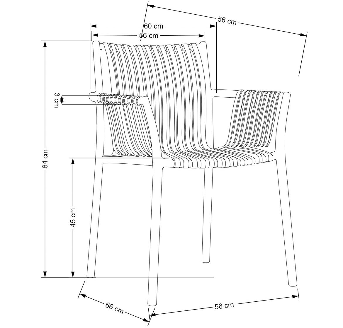 K492 stolica 60x56x84 cm bela