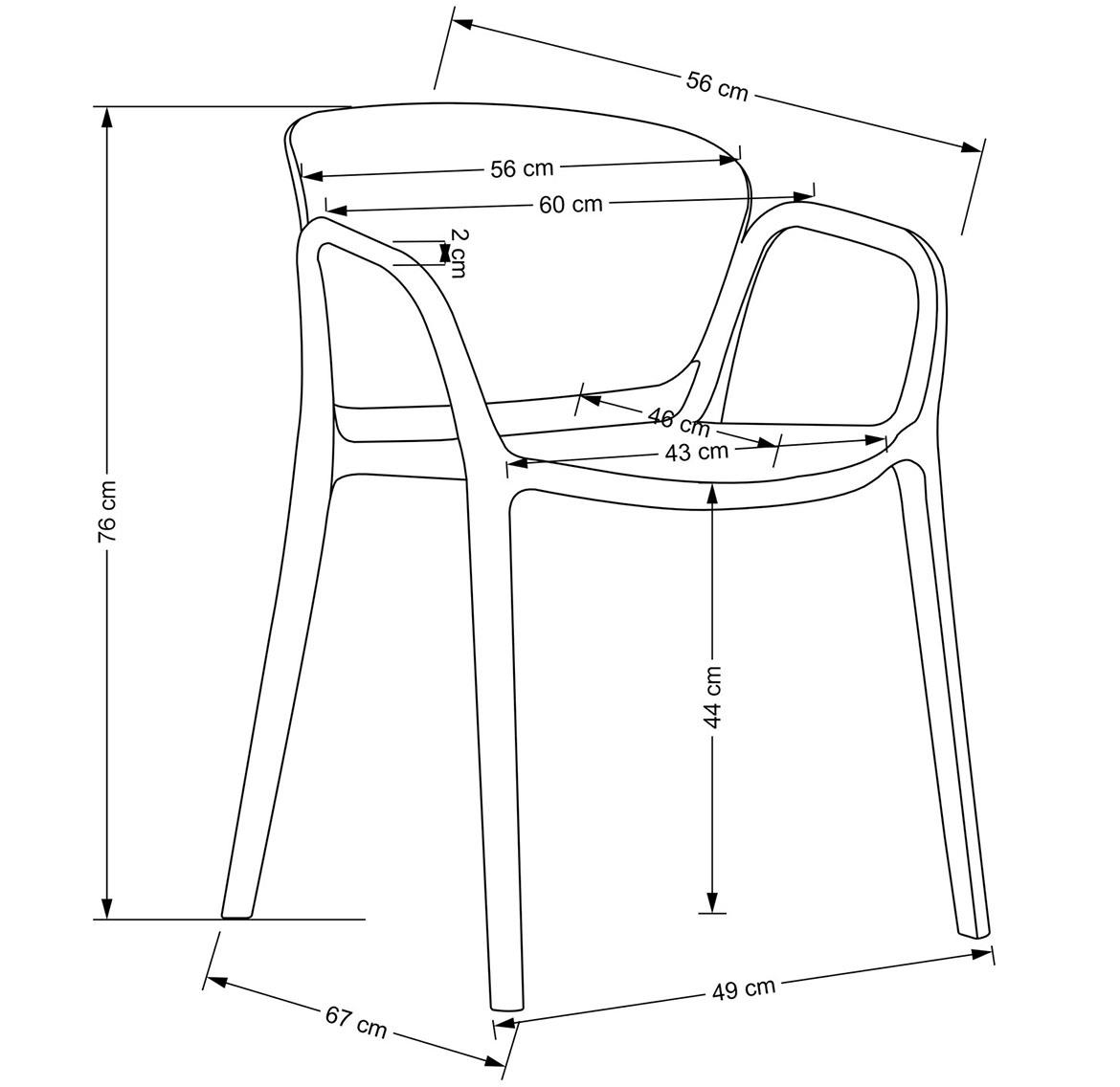 K491 stolica 60x56x76 cm bela