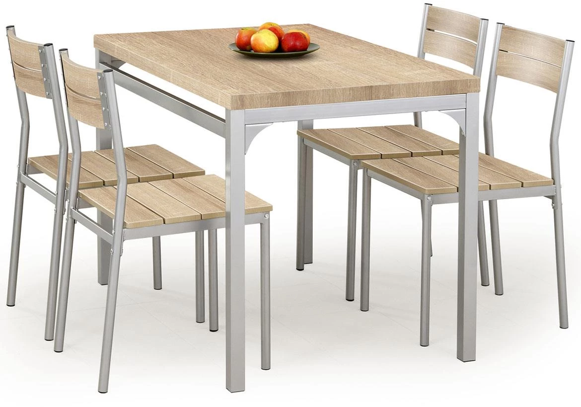 Malcolm set 1 sto + 4 stolice natur (Sonoma hrast)/sivo