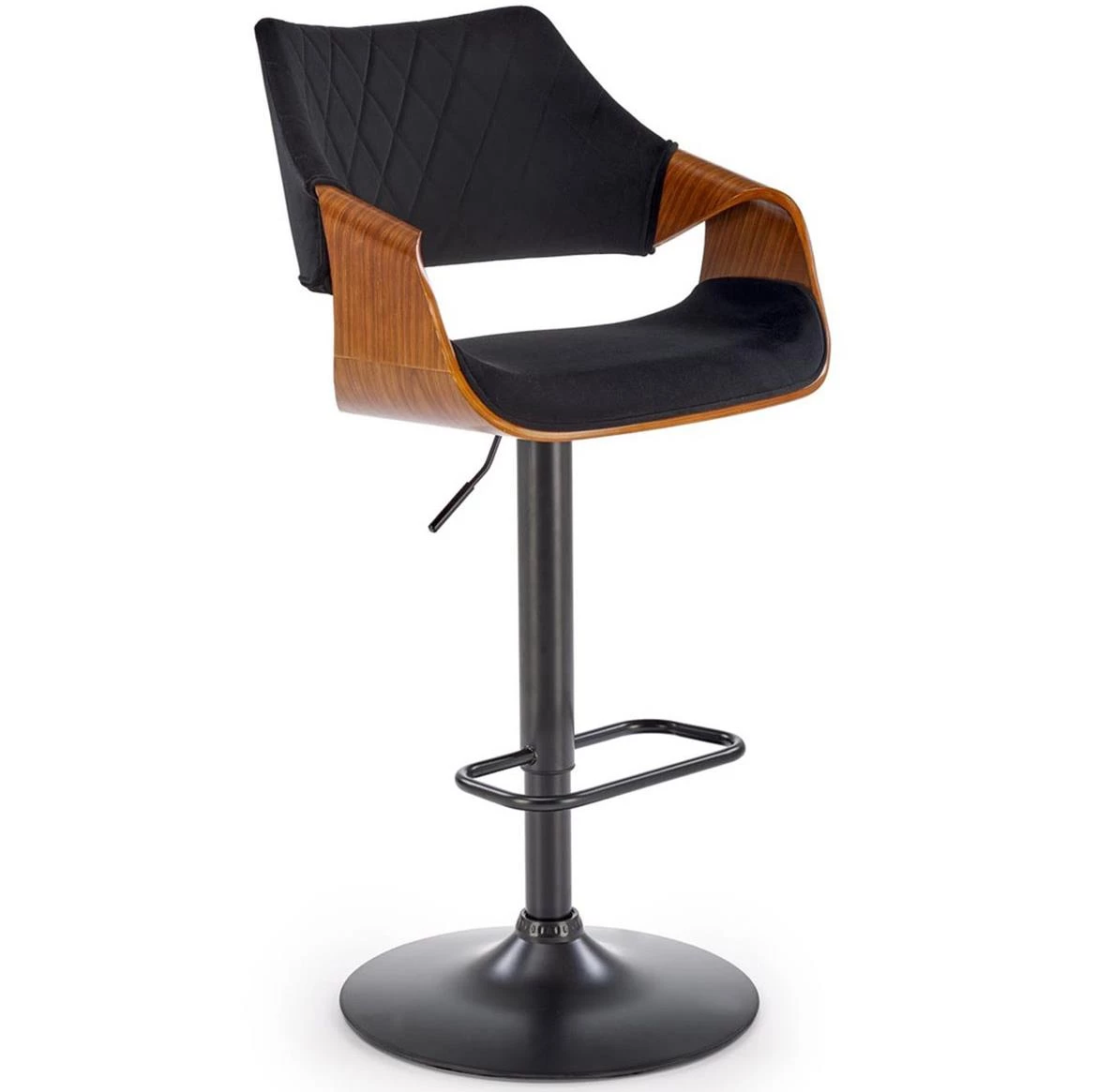 H124 barska stolica 55x52x93 cm orah/crna eko koža