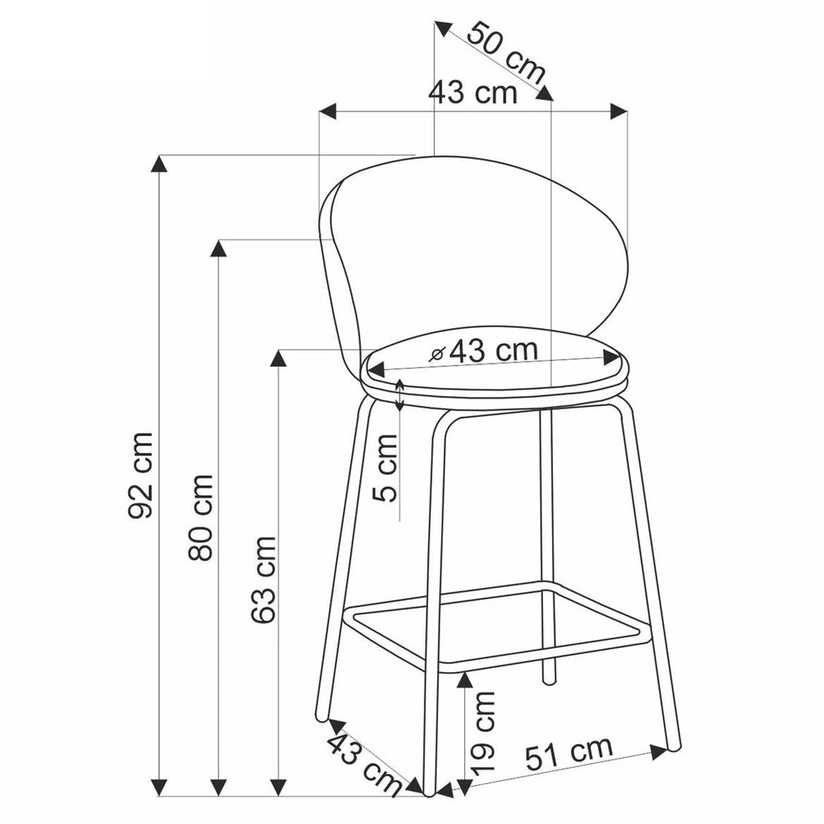 H121 barska stolica 51x50x92 cm bež/crna