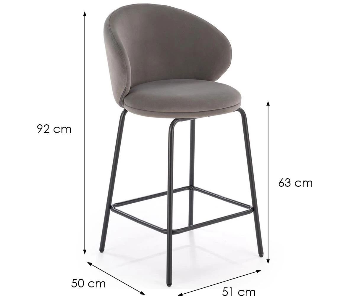 H121 barska stolica 51x50x92 cm siva/crna