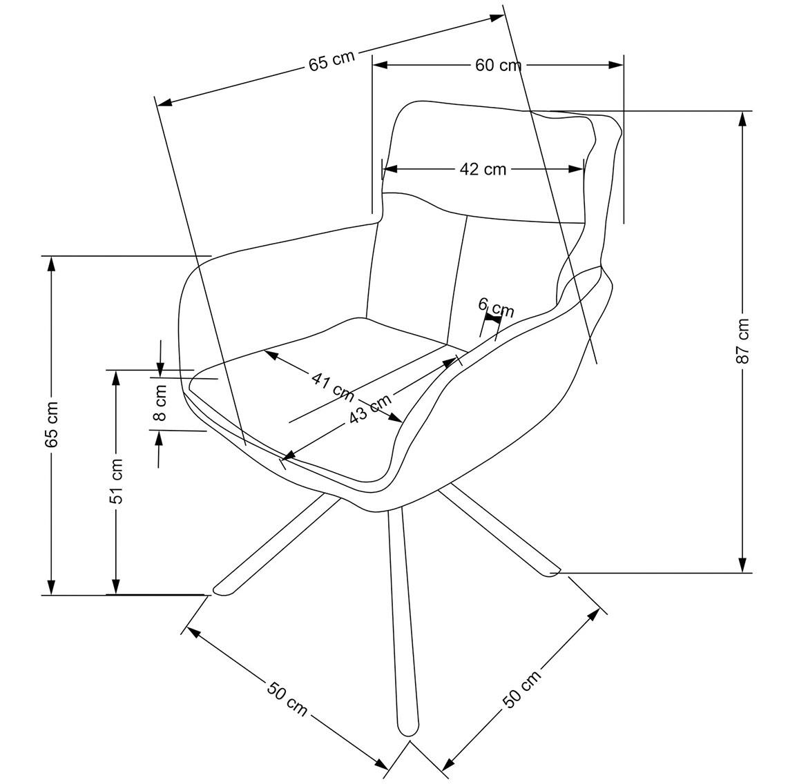 K495 stolica 60x65x87 cm siva