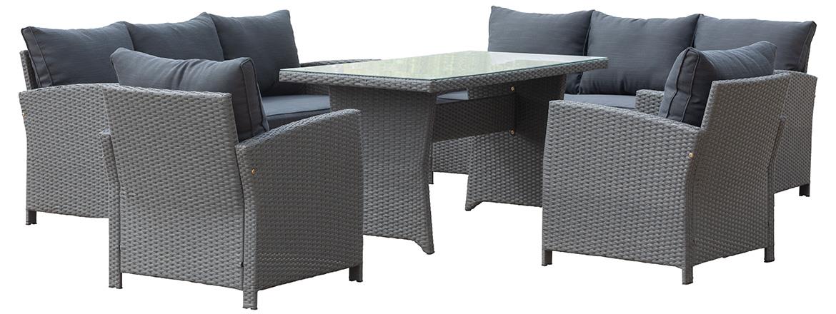 Bados Black 2+2+1 baštenski set od PVC ratana