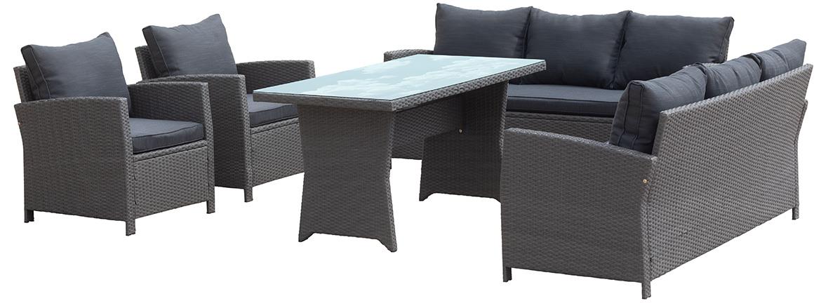 Bados Black 2+2+1 baštenski set od PVC ratana