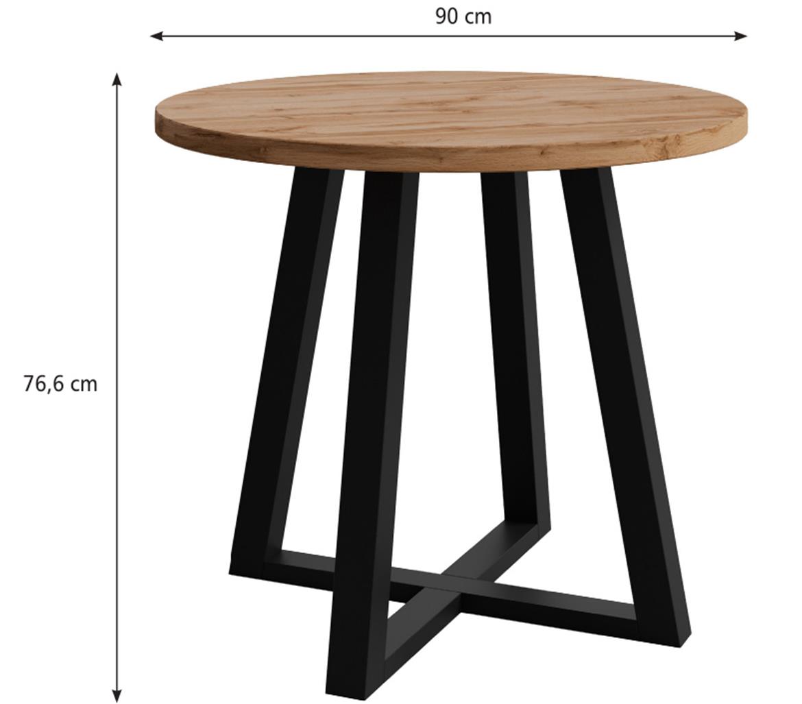 Jaspis sto D90x76,6 cm natur (votan hrast)/crni