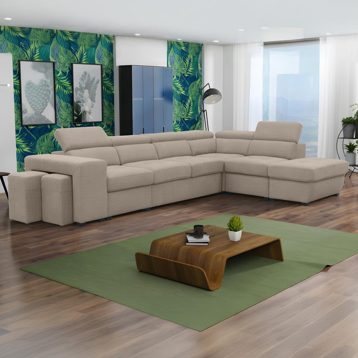 Positano ugaona sofa 2KSPUFA+B+1+2F+R+1+OTM Anthologi 02 BE