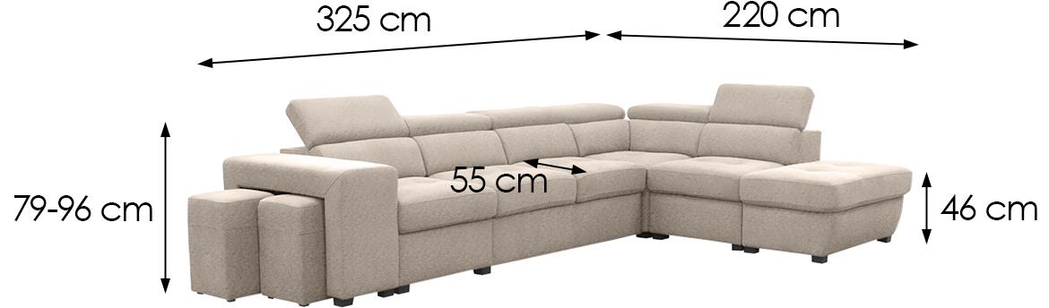 Positano ugaona sofa 2KSPUFA+B+1+2F+R+1+OTM Anthologi 02 BE