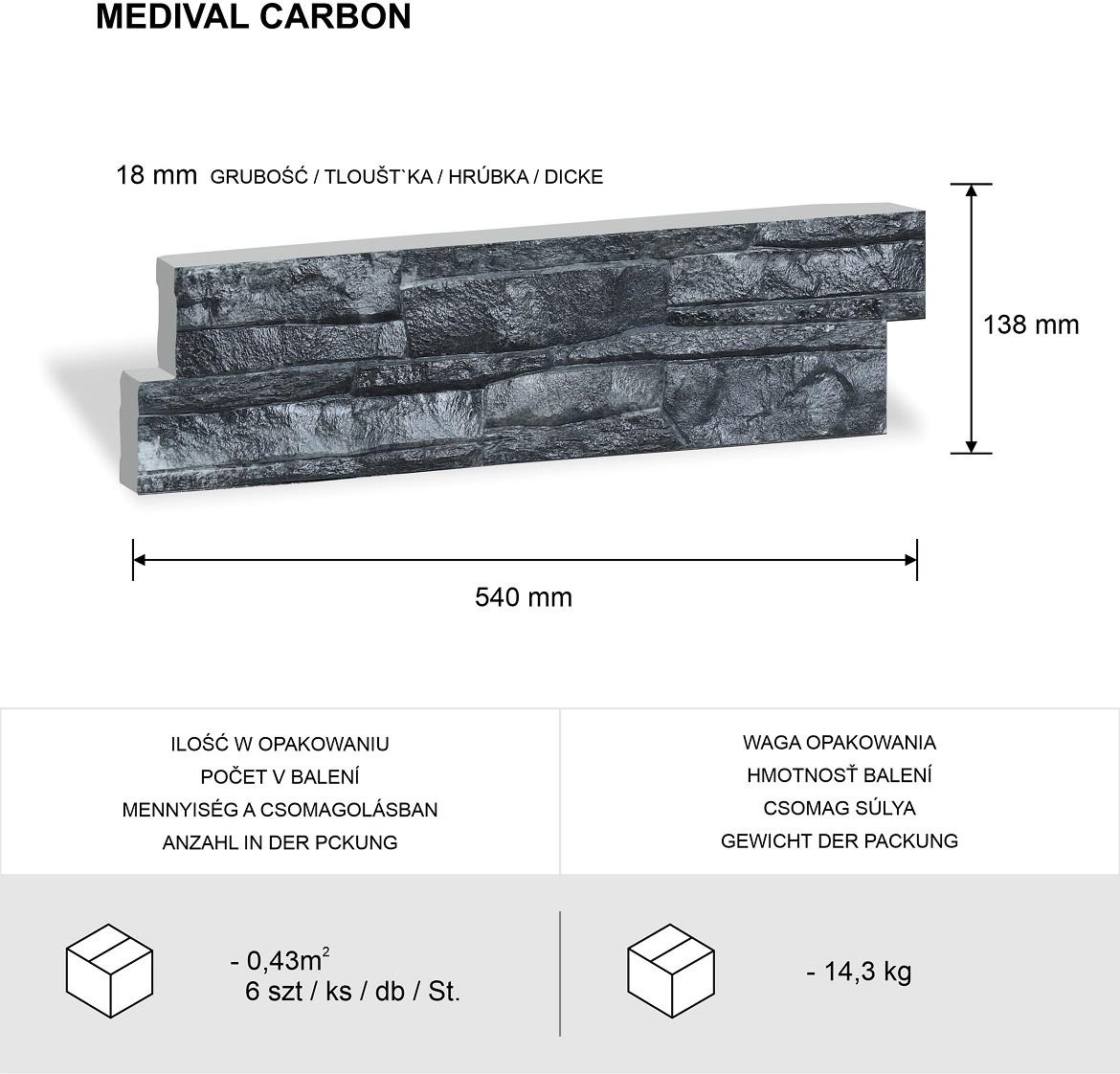 Betonski kamen Medival Carbon