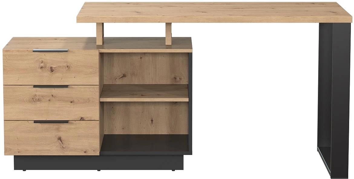 Sierro 3s radni stol 3 fioke + 2 otvora 167x56x75,5 cm artisan hrast/crna
