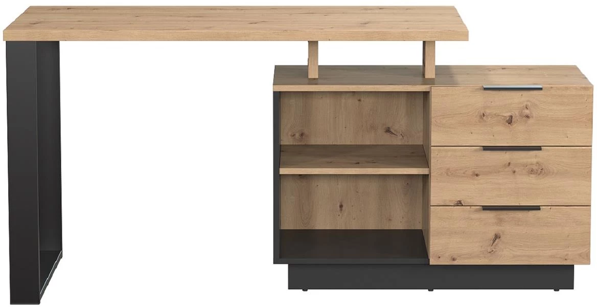Sierro 3s radni stol 3 fioke + 2 otvora 167x56x75,5 cm artisan hrast/crna