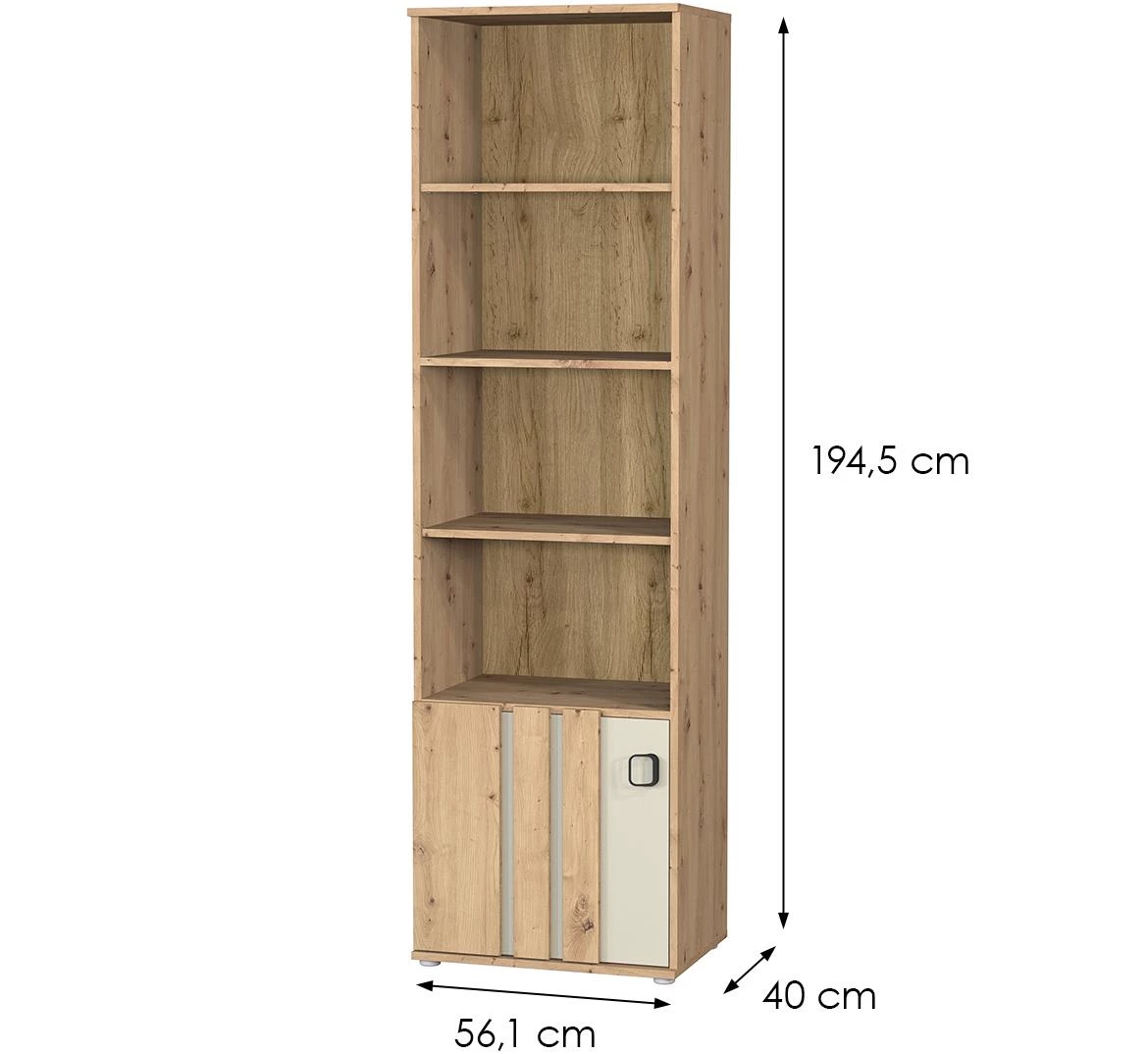 Camari polica 1d 1 vrata + 4 otvora 56x40x194,5 cm artisan hrast/kašmir