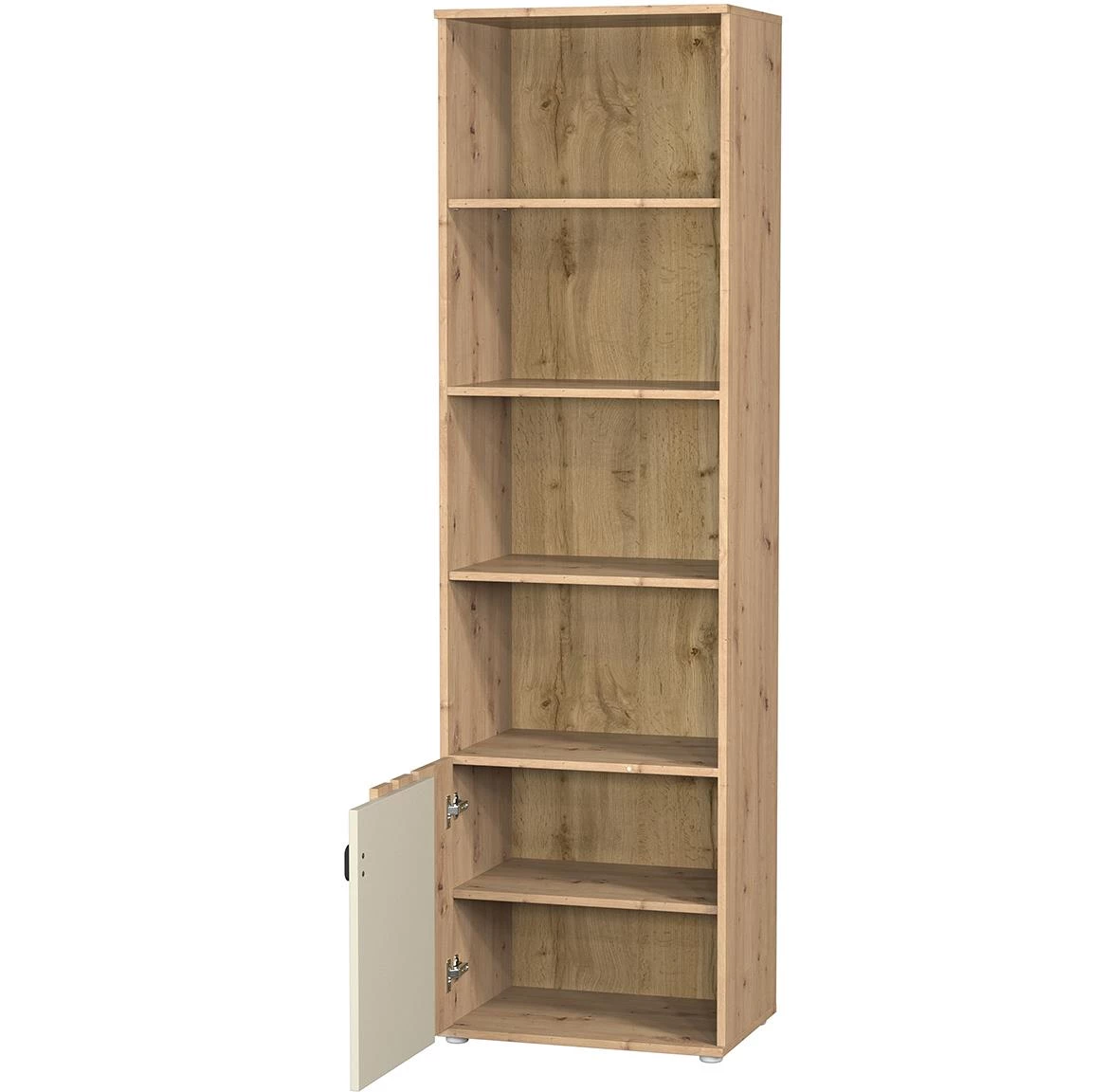 Camari polica 1d 1 vrata + 4 otvora 56x40x194,5 cm artisan hrast/kašmir