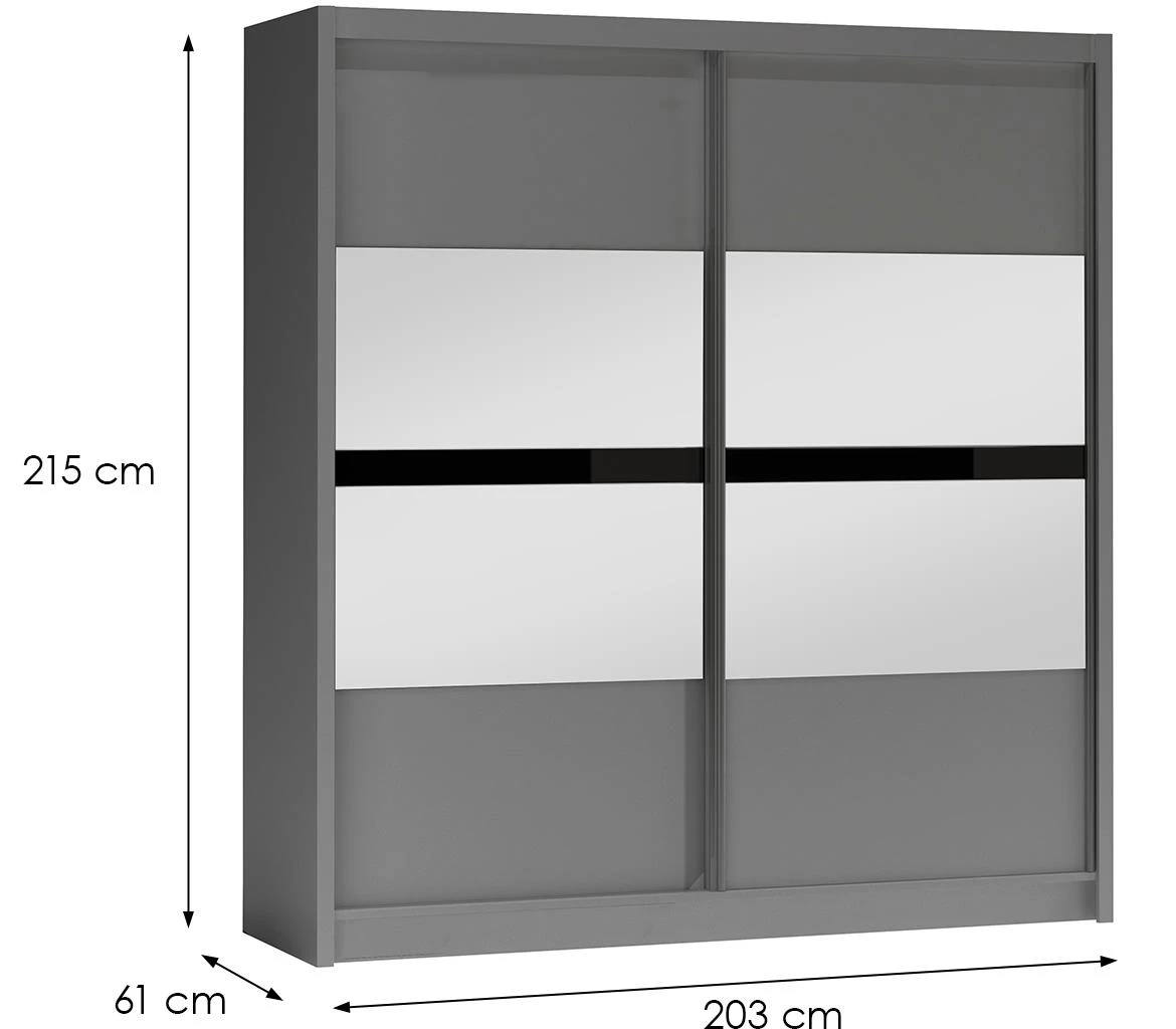 Batumi 203 klizni ormar 2 vrata/ogledalo 203x61x215cm beli