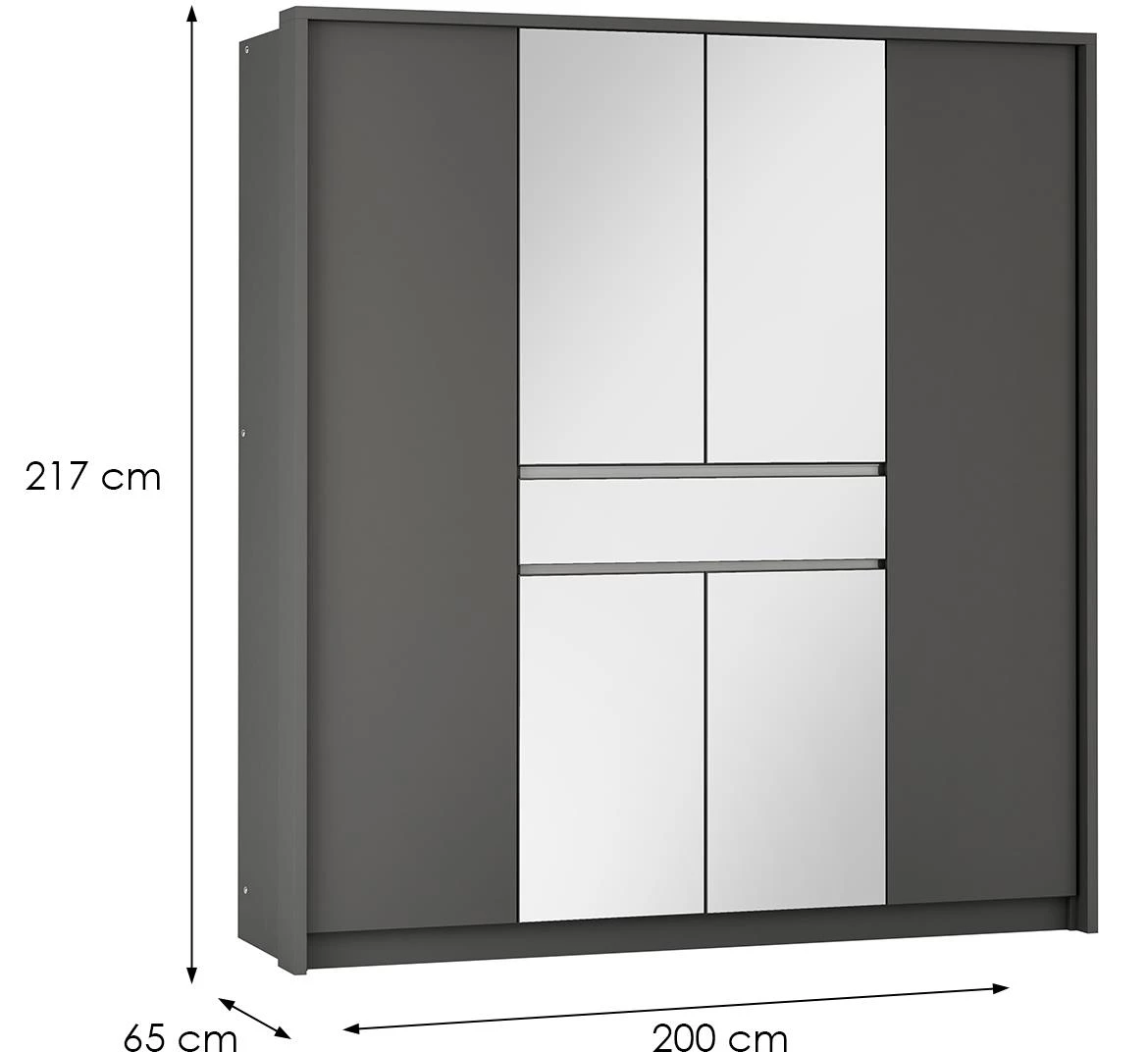 Split 200 ormar s ogledalom 200x65x217cm grafit