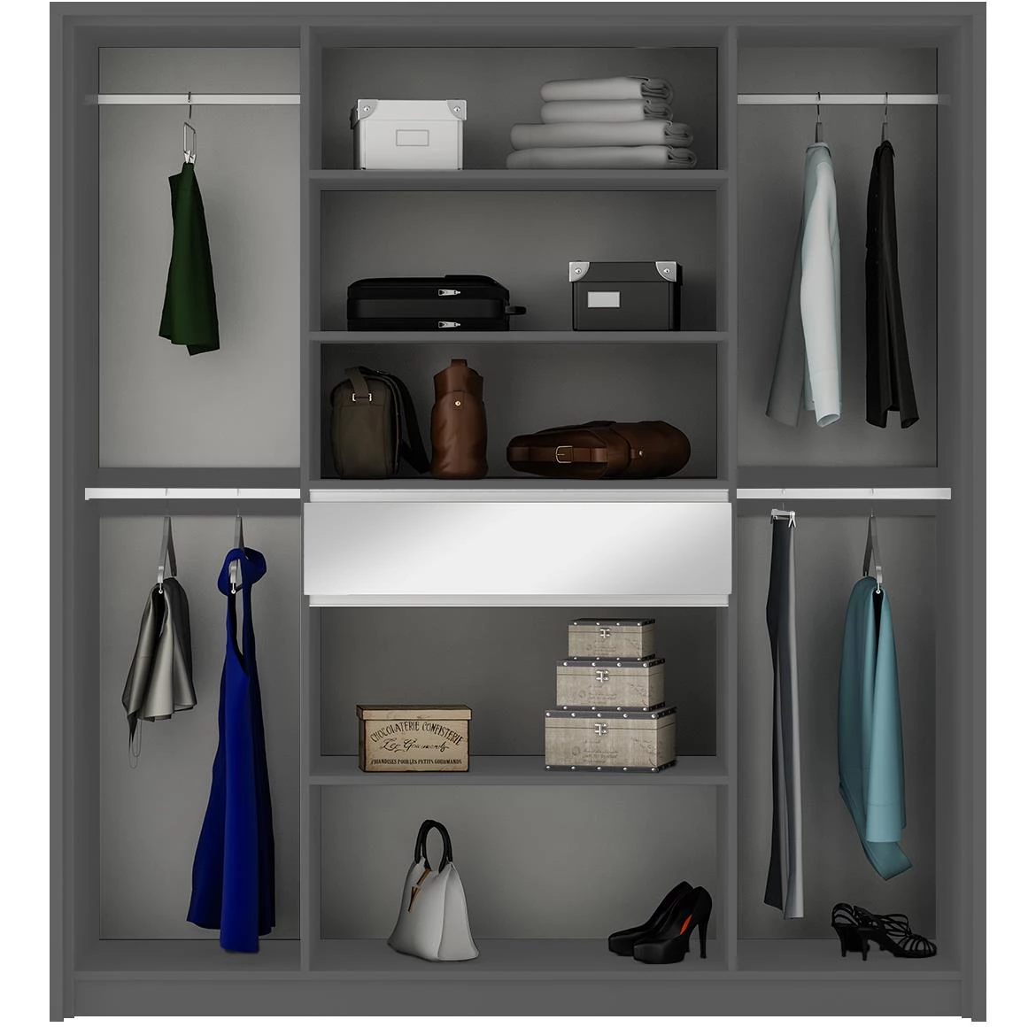 Split 200 ormar s ogledalom 200x65x217cm grafit