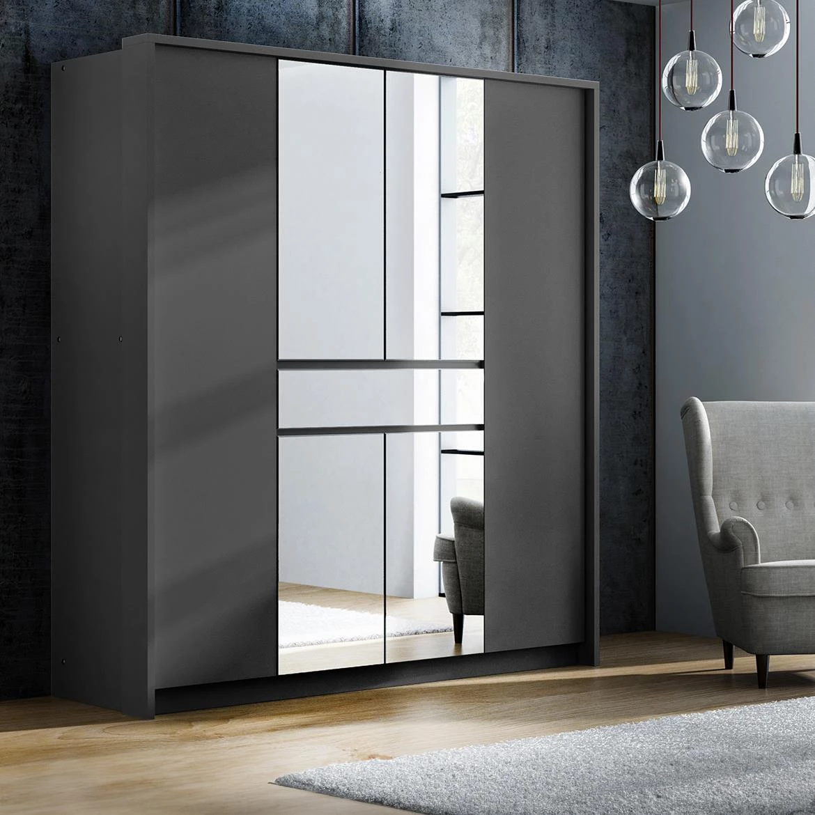 Split 200 ormar s ogledalom 200x65x217cm grafit