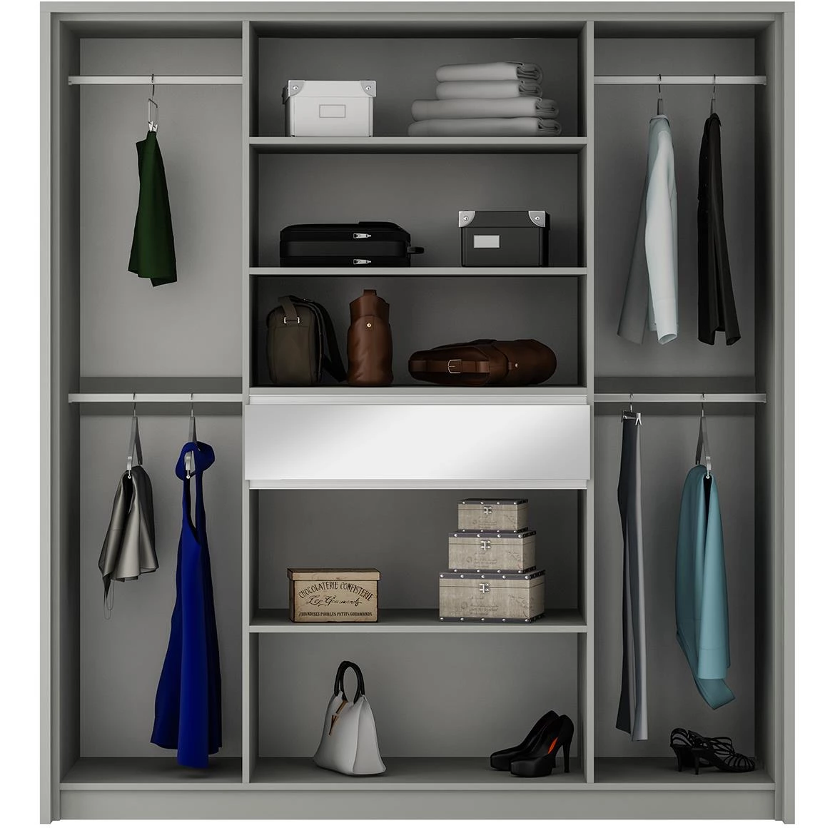 Split 200 ormar s ogledalom 200x65x217cm sivi