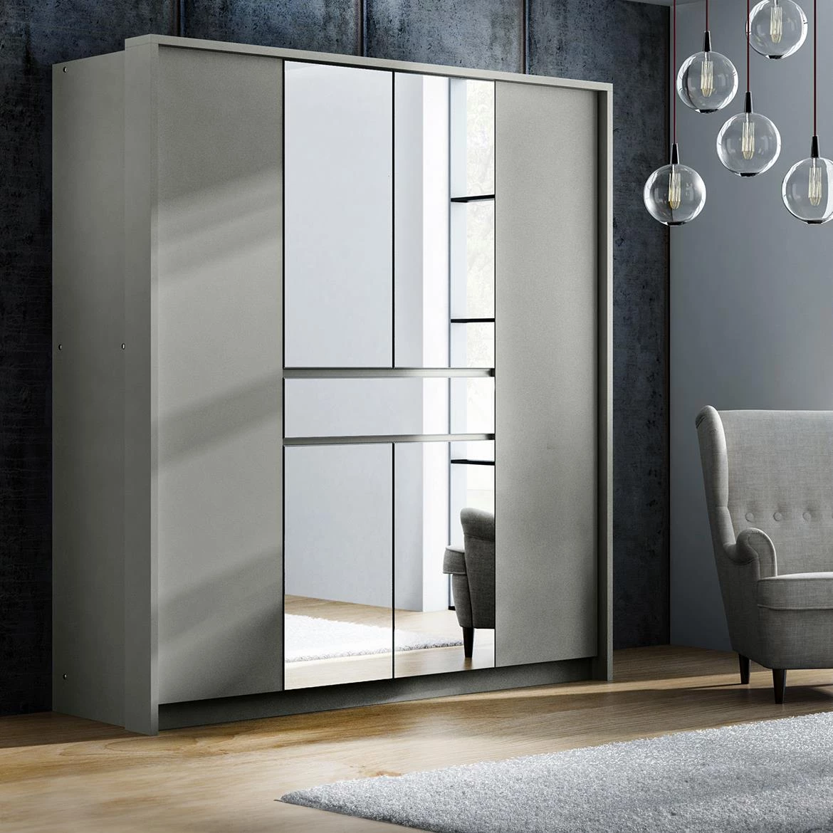 Split 200 ormar s ogledalom 200x65x217cm sivi