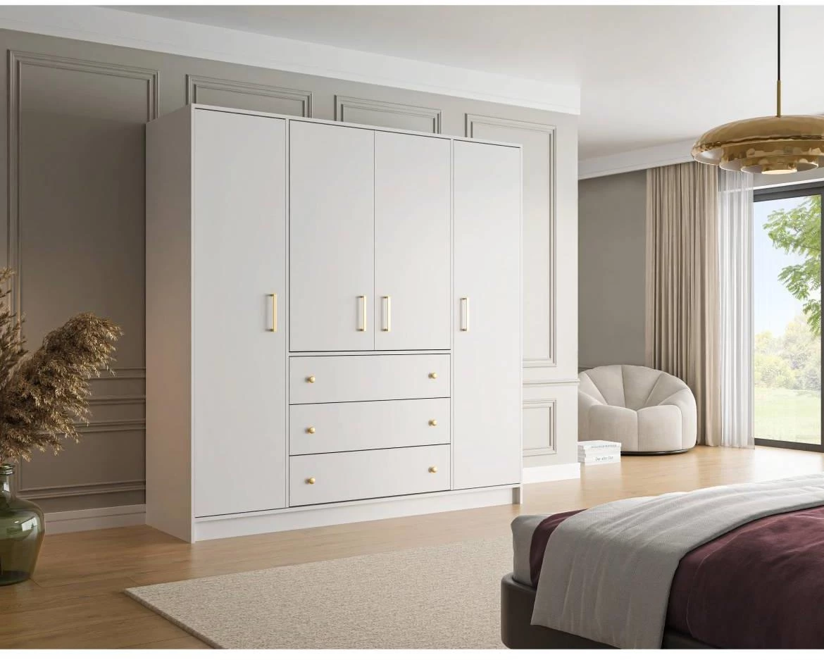 Bali D4 ormar 4 vrata + 3 fioke 196x58x200 cm beli