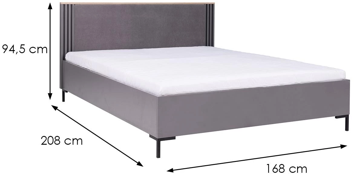 Allmo AL19 160 krevet s podiznom podnicom 168x208x94,5 cm grafit