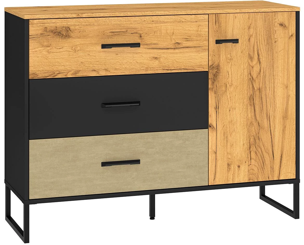 Colt 06 komoda 3fioke+1vrata 120x40x90 natur crna