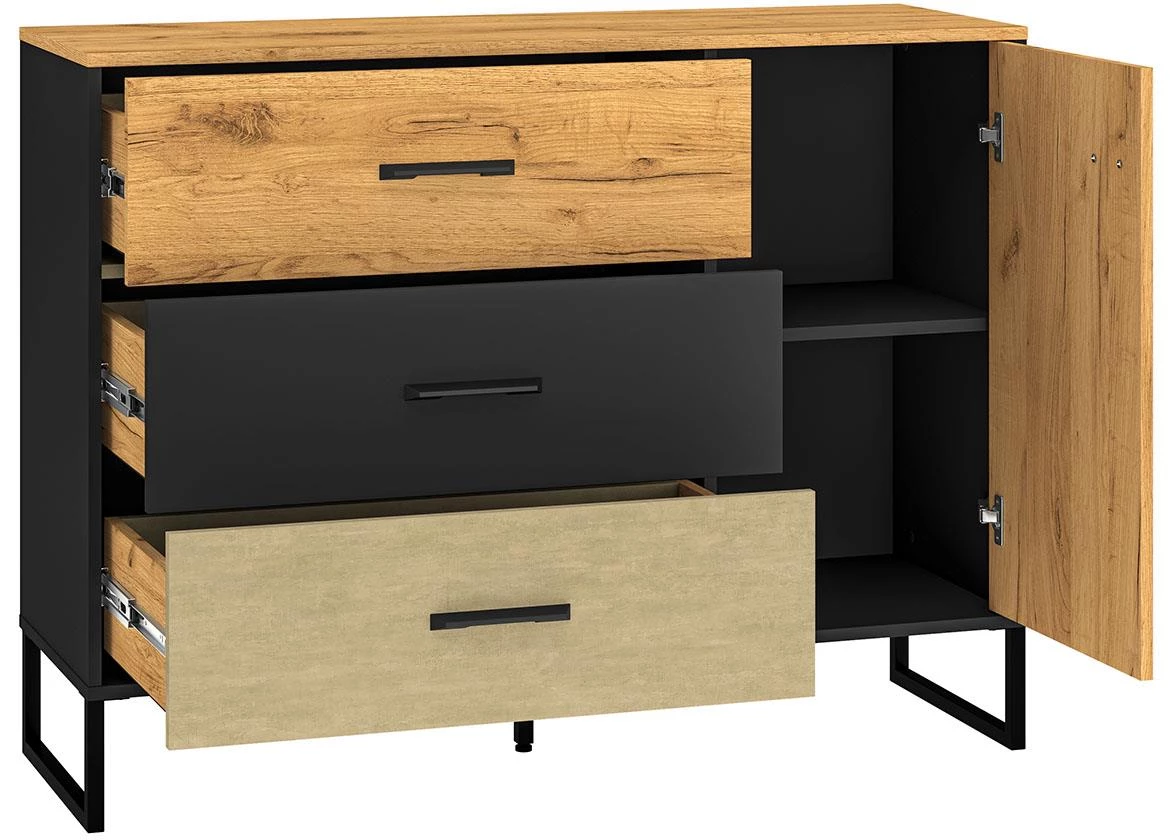 Colt 06 komoda 3fioke+1vrata 120x40x90 natur crna