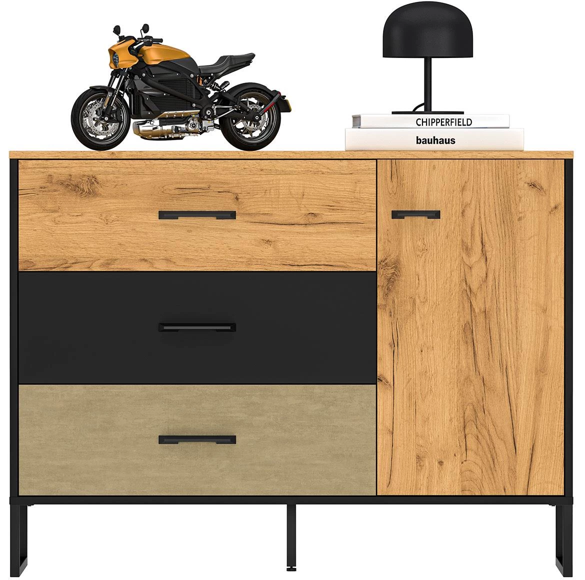 Colt 06 komoda 3fioke+1vrata 120x40x90 natur crna