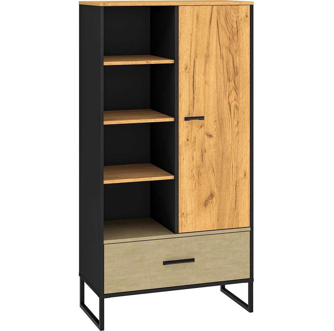 Colt 04 polica 1vrata+1fioka 80x40x157 natur  crna