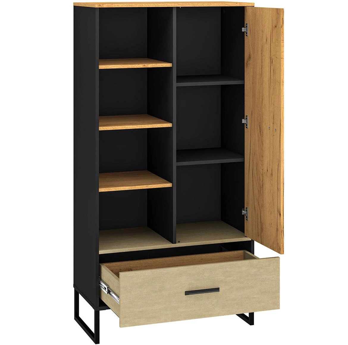 Colt 04 polica 1vrata+1fioka 80x40x157 natur  crna