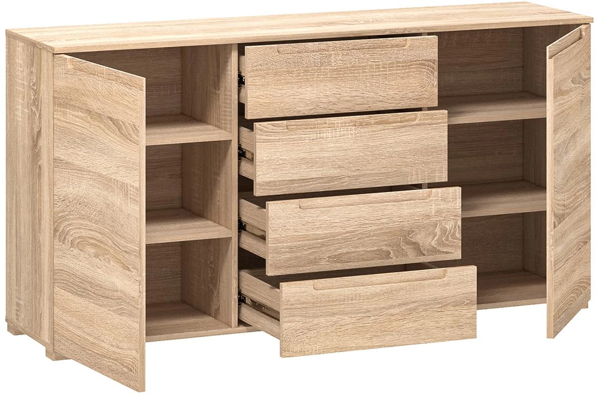 Hill 01 komoda 2 vrata 4 fioke 155,4x40x80 cm sonoma