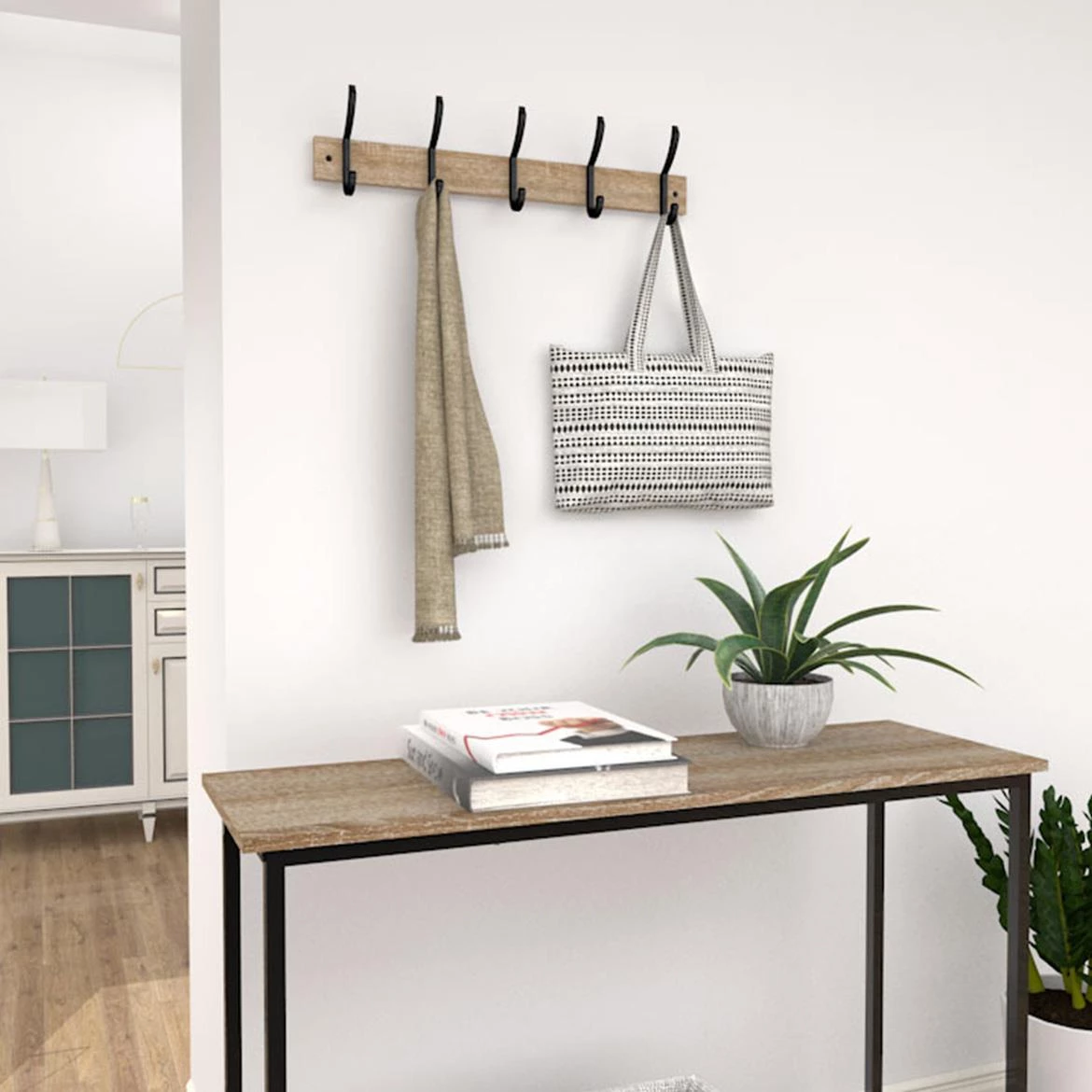 Zidna vešalica sa 5 kukica Korina natur