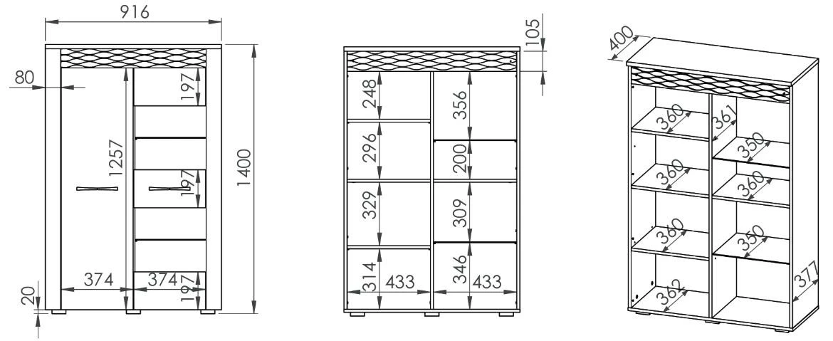 Artis 05 vitrina 2 vrata 92x40x140 Artisan hrast
