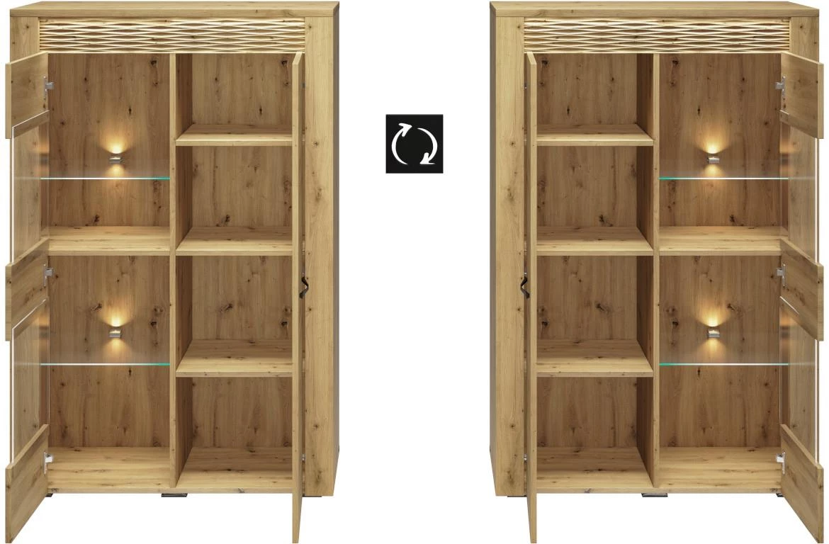 Artis 05 vitrina 2 vrata 92x40x140 Artisan hrast