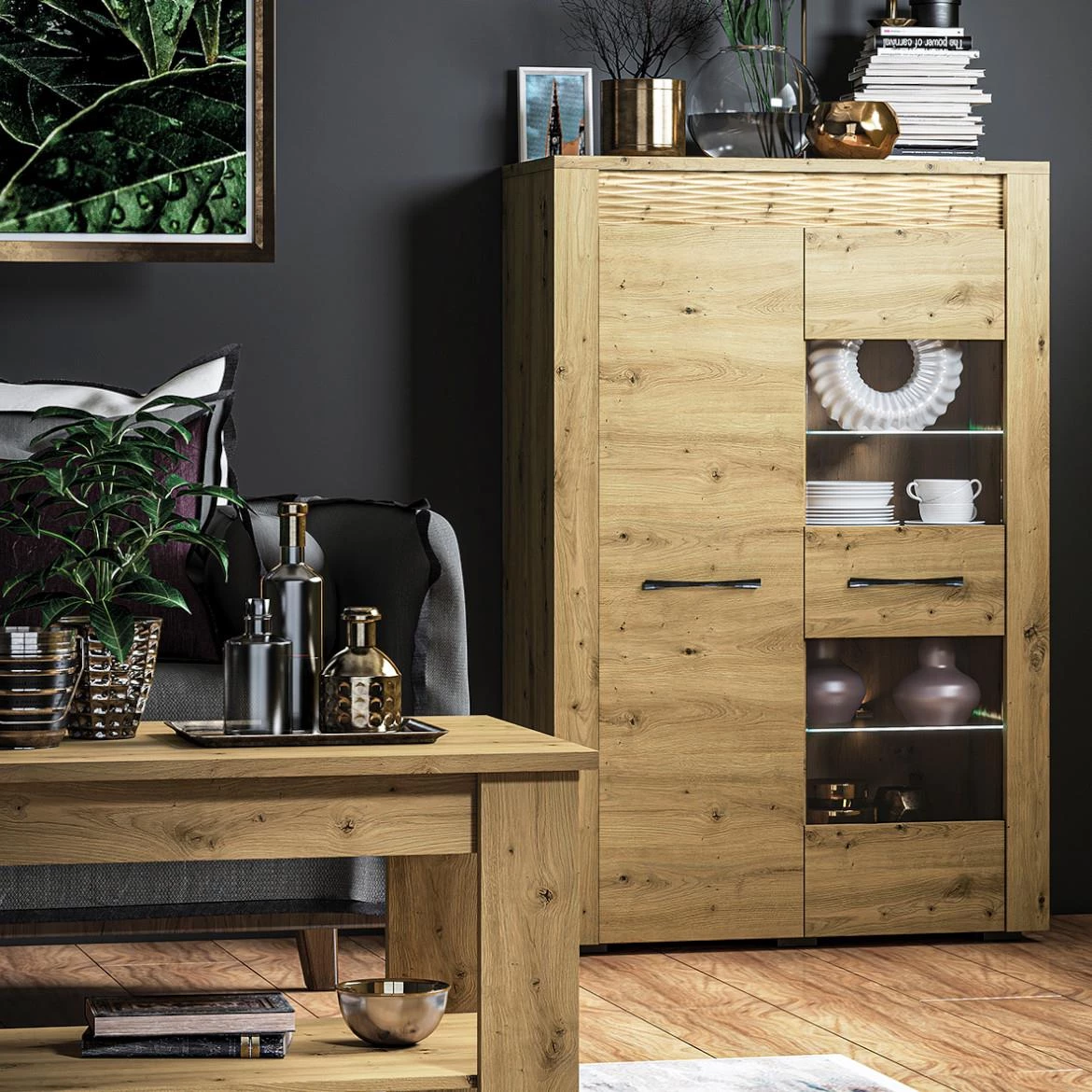 Artis 05 vitrina 2 vrata 92x40x140 Artisan hrast