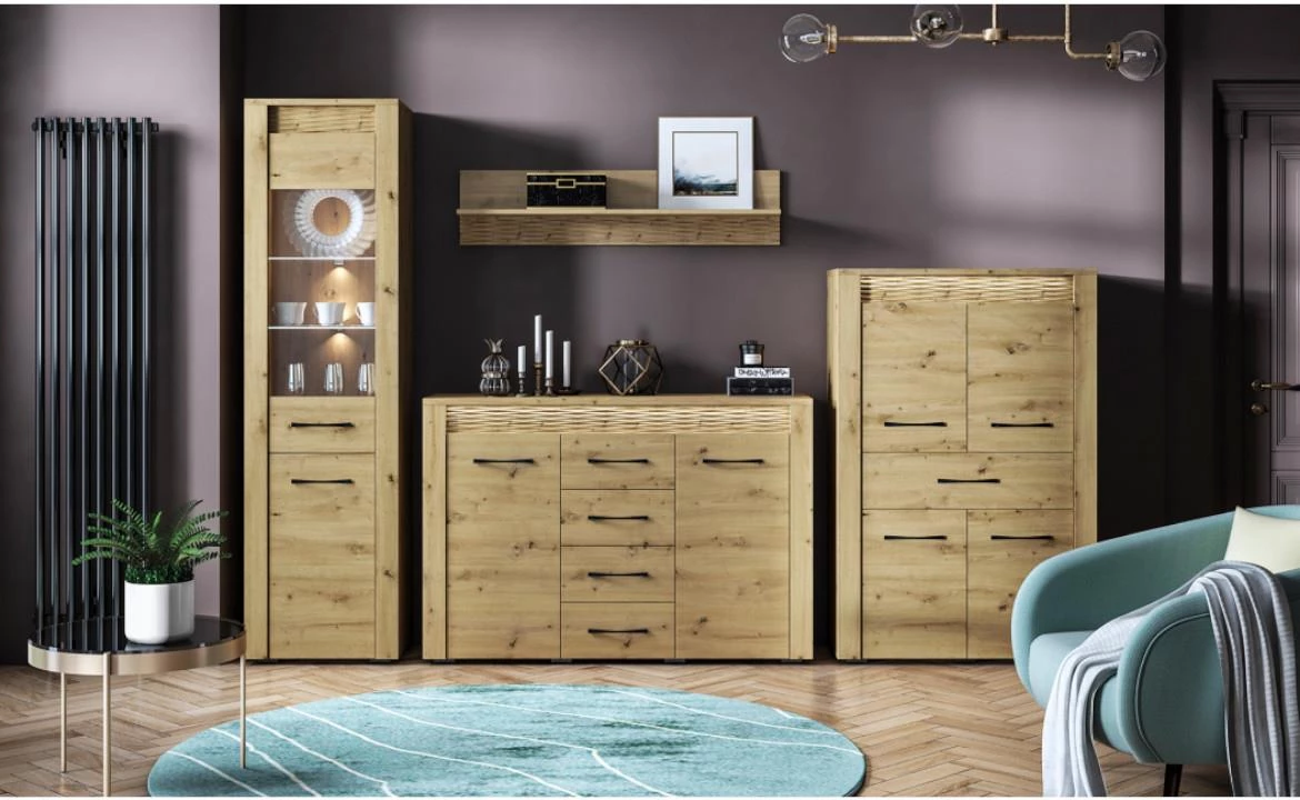 Artis 05 vitrina 2 vrata 92x40x140 Artisan hrast