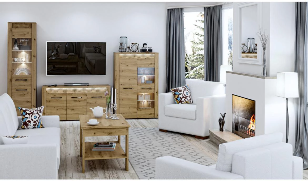 Artis 05 vitrina 2 vrata 92x40x140 Artisan hrast