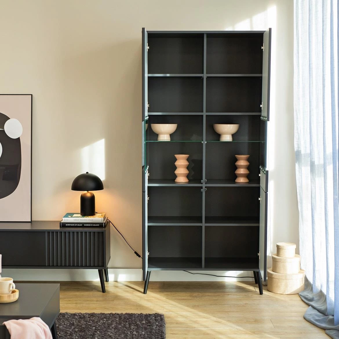 Barcelona 4D vitrina 4vrata 90x40x193 Antracit