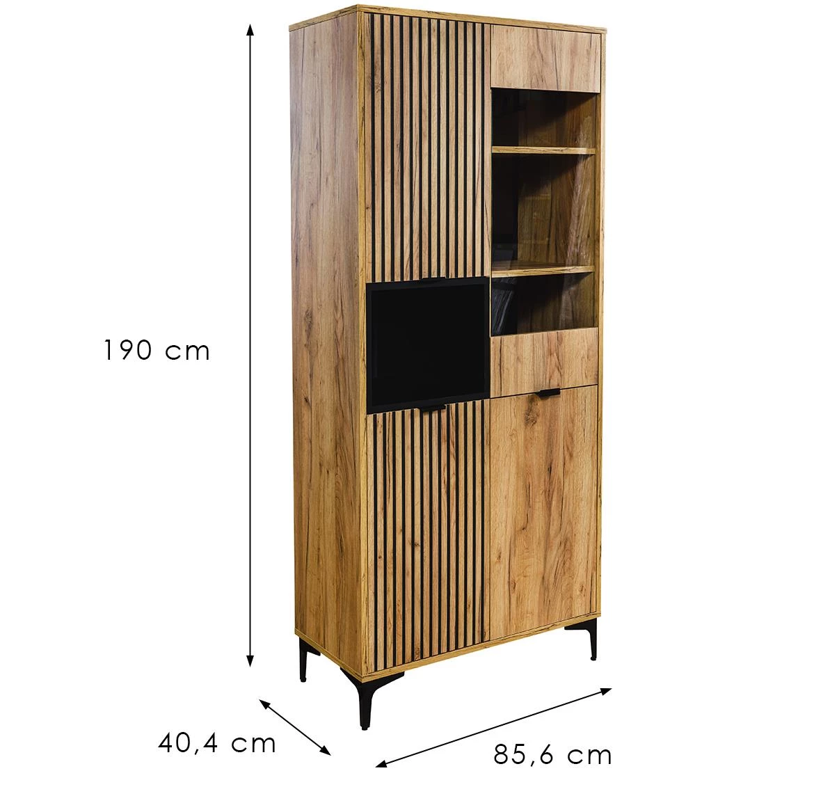 Margo 3D1W vitrina 3vrata 85,6x40,5x190 artisan hrast