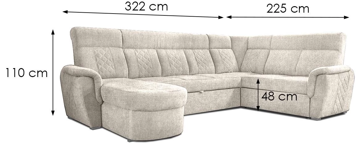Bahama ugaona garnitura s funkcijom spavanja 322x225x110 Sorella 05 leva