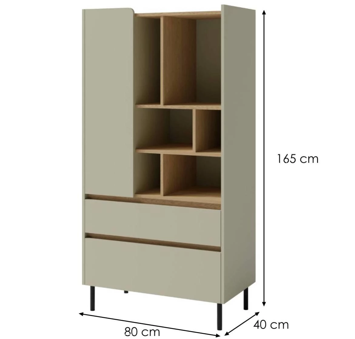 Luca LC6 2S1D vitrina 80x40x165 cm eukaliptus/baltic hrast