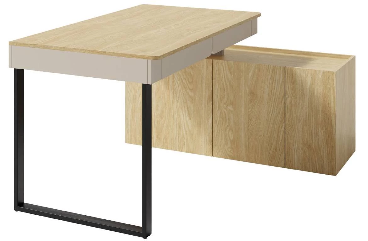 Luca LC10 radni sto + 3D komoda 125x63x74,5cm bež/hrast