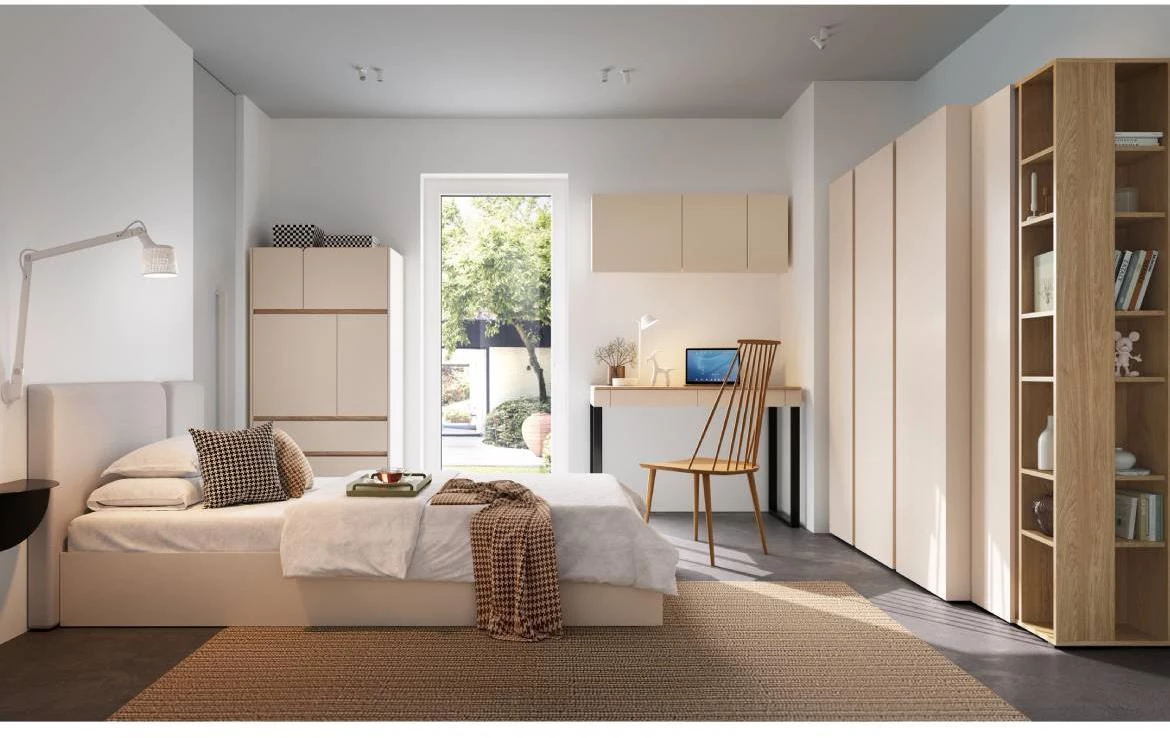 Luca LC10 radni sto + 3D komoda 125x63x74,5cm bež/hrast